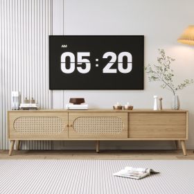 Boho TV Stand For TVs Up To 80'' , Modern Farmhouse Media Console, Entertainment Center With Solid Wood Legs, TV Cabinet For Living Room, Home Theatre