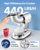 Commercial Ice Crusher 440LBS/H Electric Snow Cone Maker Shaved Ice Silver