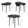 Folding Dining Table, Round Drop Leaf Kitchen Table for Small Spaces with Wood Legs, Black