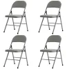 4pcs Elegant Foldable Iron & PVC Chairs For Convention & Exhibition Gray