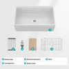33" White Farmhouse Kitchen Sink Workstation - 33 x 20 x 10 inch White Porcelain Ceramic Sngle Bowl Kitchen Sink