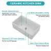 33" White Farmhouse Kitchen Sink Workstation - 33 x 20 x 10 inch White Porcelain Ceramic Sngle Bowl Kitchen Sink