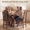 Set of 4 Dining Chairs, Upholstered X-Back Dining Room Chairs with Rubberwood Legs and Padded Seat for Kitchen, Gray