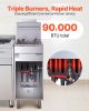 Commercial Deep Fryer Free Standing Natural Gas Fryer 3-Burner Dual Baskets