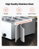Commercial Food Warmer 6-Pan 1500W Countertop Buffet Bain Marie With Lid