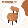 2-Piece Orange Small Footstools, Faux Leather Upholstery & Solid Rubber Wood Legs, 330LBS Load Capacity
