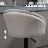 Modern Upholstered Adjustable Barstools with Swivel Seat, Linen Touch Fabric, Steel Frame, Footrest, ‎Beige