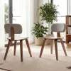Set Of 2 Dining Chair Set (Grey&Walnut), Teddy Velvet Upholstery & Plush Padded Design
