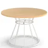 Natural 47" Round Dining Table , Family-Sized For 4-6 People, Hourglass Metal Base & Curved Tabletop