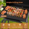 Barrel Charcoal Grill With Foldable Side Table And Thermostat