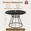 Black 47" Round Dining Table , Family-Sized For 4-6 People, Hourglass Metal Base & Curved Tabletop