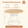 Natural 47" Round Dining Table , Family-Sized For 4-6 People, Hourglass Metal Base & Curved Tabletop