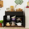 31.5" Kitchen Buffet Sideboard Cabinet With Push-to-Open Doors, Wood Storage Cabinet For Dining Room - Black