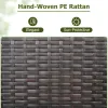 Mix Brown PE Rattan Outdoor Storage Cabinet, 3-Shelf With Removable Drawer & Lockable Wheels