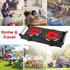 1800W Electric Double Burner Portable Heating Hot Plate Stove Countertop RV Hotplate With 5 Temperature Stepless Adjustments Portable Handles