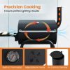 Barrel Charcoal Grill With Foldable Side Table And Thermostat