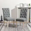Banff 5-piece Dining Set, Cross-Buck Round Table with 4 Tufted Chairs, Gray
