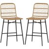 Rattan Counter Bar Stools Set of 2, 26" Counter Height Barstools with Back, Bar Chairs for Kitchen Island, Brown