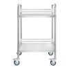 Stainless Steel Cart, 2-Tier Rolling Lab Utility Cart with Lockable Wheels, Medical Serving Trolley Clinic Tray