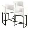 Bar Stool Set of 3, 25 inch Counter Height Stools, Counter Barstool with Backrest, Arm, Metal Frame, and Footrest, Accent Fabric Bar Chair
