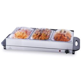 Electric Buffet Server & Food Warmer, 25.6" x 15" Portable Stainless Steel Chafing Dish Set with Temp Control & Oven-Safe Pan, Perfect for Catering