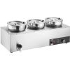 Electric Soup Warmer, Three 7.4QT Stainless Steel Round Pot, 1200W Commercial Food Warmer, 86~185 Fahrenheit Adjustable Temp