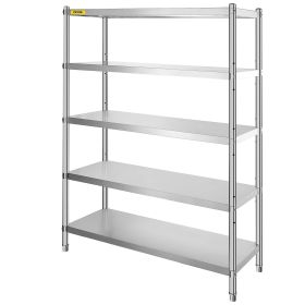 Stainless Steel Shelves 48x18.5 Inch 5 Tier Adjustable Shelf Storage Unit Stainless Steel Rack Shelving Heavy Duty Shelving for Kitchen Commercial Off