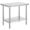 Stainless Steel Prep Table, 900x600x800 mm, 700 lbs Load Capacity, Heavy Duty Metal Worktable with 3 Adjustable Height Levels