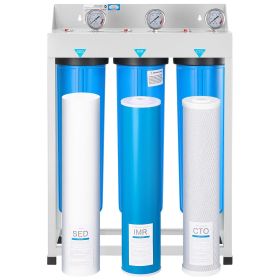 Whole House Water Filter System, 3-Stage | Sediment, IMR, CTO | 4.5" x 20" Home Water Purifier Filter Reduce Iron, Manganese, Chlorine, Bad Taste