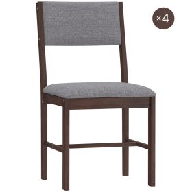 Modern Dining Chairs Set of 4, Linen Fabric Kitchen Chairs with Rubberwood Legs for Dining Room, Living Room, Gray