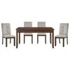 Dark Cherry Finish 5pc Dining Set Table and 4 Side Chair Chenille Upholstery Functional Drawers Table Wooden Funiture Dining Kitchen Set