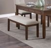 Dark Cherry Finish 6pc Dining Set Table Bench and 4 Side Chair Chenille Upholstery Functional Drawers Table Wooden Funiture Dining Kitchen Set