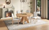 TREXM Vintage Extendable Dining Table Set for 4-6 with 4 Upholstered Chairs