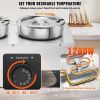 Electric Soup Warmer, Three 7.4QT Stainless Steel Round Pot, 1200W Commercial Food Warmer, 86~185 Fahrenheit Adjustable Temp