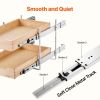 2 Tier Pull Out Cabinet Organizer, 14"W x 21"D Cabinet Drawer, Soft Close Slide out Shelf, Heavy-Duty Sliding Wood Drawer