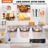 Electric Soup Warmer, Three 7.4QT Stainless Steel Round Pot, 1200W Commercial Food Warmer, 86~185 Fahrenheit Adjustable Temp