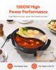 Electric Hot Pot, 1360W 5 L Double-flavor Shabu Shabu Pot, Non-Stick Electric Cooker with Divider, Clear Glass Lid, Temperature control