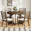 TREXM Round Dining Table for 4 with Chairs Set, Extendable Dining Table Set with 16" Removable Middle Leaf