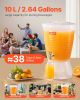 Beverage Dispenser, 2.64 Gallon Drink Dispenser for Parties, Plastic Juice Dispensers with Spigot Ice Chamber
