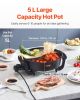 Electric Hot Pot, 1360W 5 L Double-flavor Shabu Shabu Pot, Non-Stick Electric Cooker with Divider, Clear Glass Lid, Temperature control