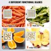 Commercial French Fry Cutter with 4 Replacement Blades, 1/4″ & 3/8″ Blade Easy Dicer Chopper, 6-wedge Slicer & 6-wedge Apple Corer