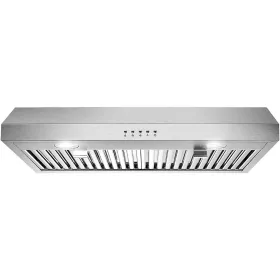 30 Inch Kitchen Under Cabinet Range Hood 3-Speed 600CFM Vent W/LEDs Silver/Black (Option: silver)