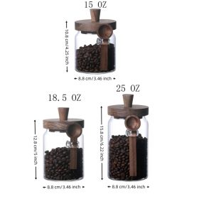 3 Pcs Glass Coffee Jars with Spoons, Candy Jars, Biscuit Jars, Storage Jars, Tea Jars, Snack Jars, Seasoning Jars, Salt Jars, Pepper Jars (Option: 3Pcs)