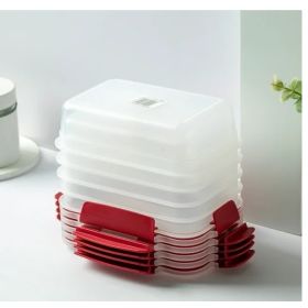 5 Pack Stackable Food Storage Containers Airtight & Leakproof Set Snap Lock Lids (Option: ClearRed-900ml)