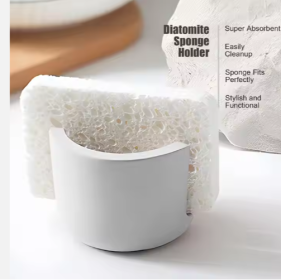 Diatom Mud Sponge Rack Kitchen & Bathroom Sink Caddy For Sponges Scrubbers (Option: Grey)